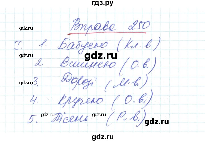 ГДЗ по украинскому языку 6 класс Заболотний   вправа - 250, Решебник
