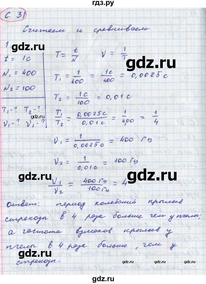 ГДЗ по физике 9 класс Артеменков тетрадь-тренажёр  страница - 31, Решебник