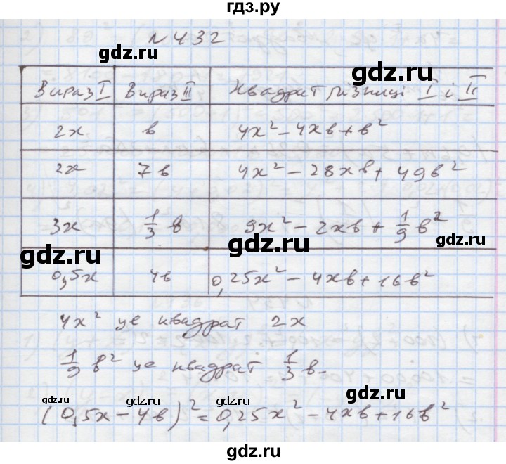 ГДЗ по алгебре 7 класс Истер   вправа - 432, Решебник