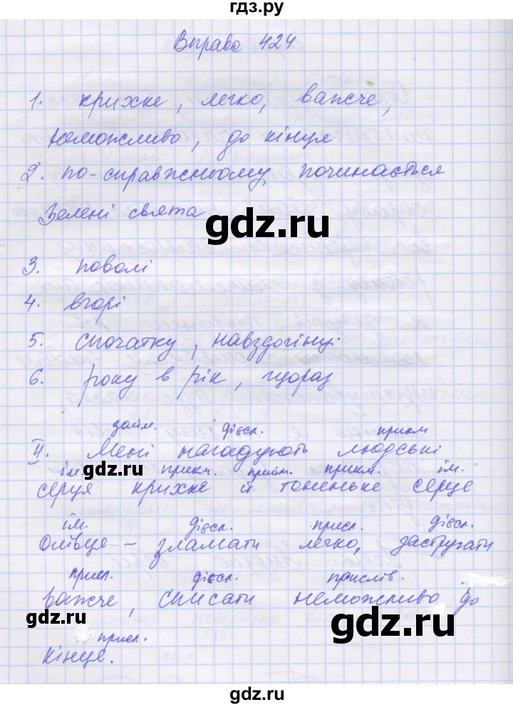 ГДЗ по украинскому языку 7 класс Заболотний   вправа - 424, Решебник