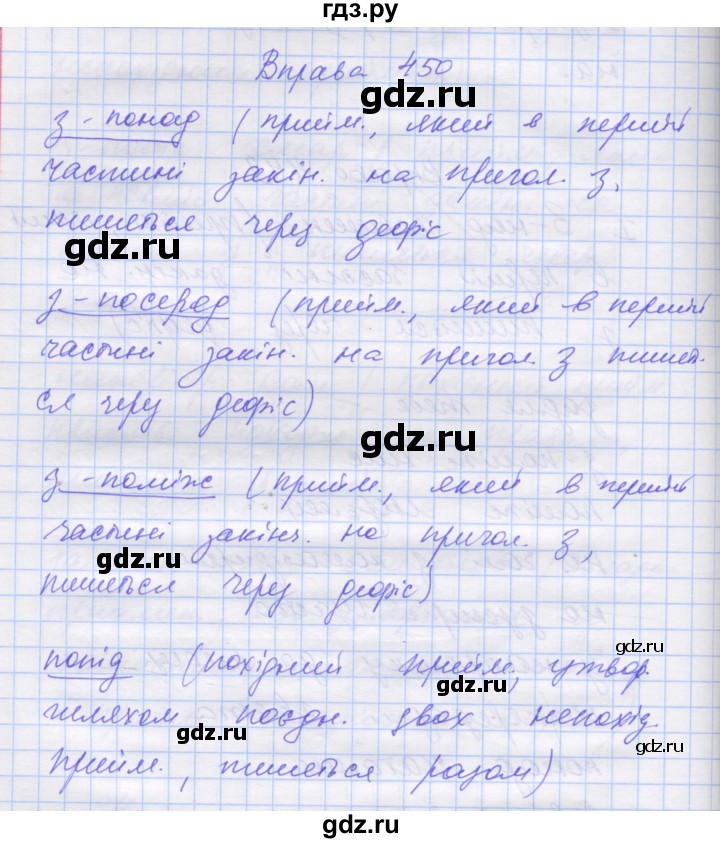 ГДЗ по украинскому языку 7 класс Заболотний   вправа - 450, Решебник
