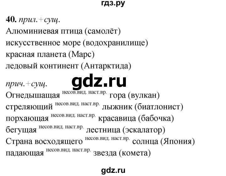 ГДЗ по русскому языку 7 класс Янченко рабочая тетрадь Скорая помощь (Баранов)  упражнение - 40, Решебник 2023