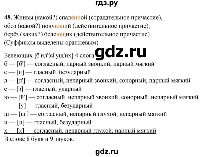 ГДЗ по русскому языку 7 класс Янченко рабочая тетрадь Скорая помощь (Баранов)  упражнение - 48, Решебник 2023