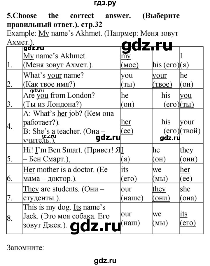 ГДЗ по английскому языку 4 класс Цуканова   страница - 32, Решебник