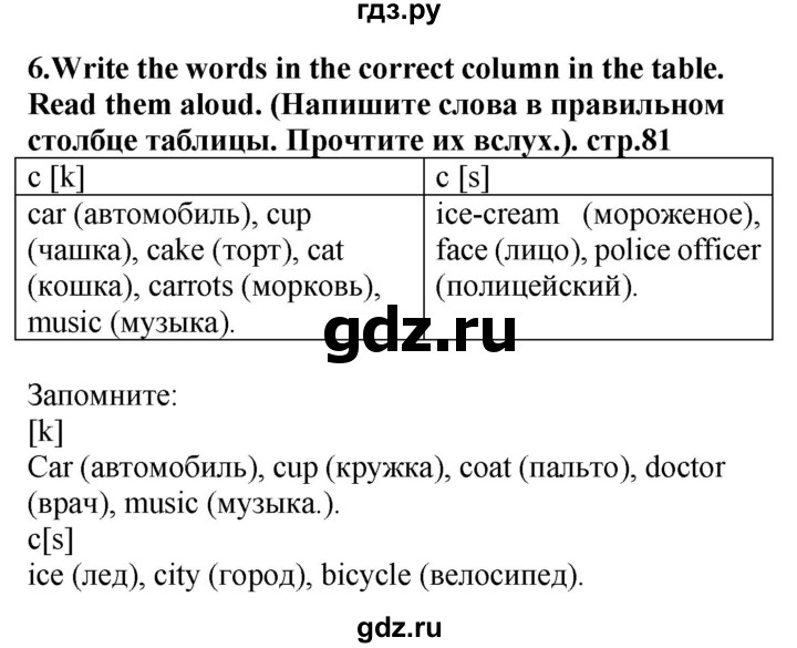 ГДЗ по английскому языку 4 класс Цуканова   страница - 81, Решебник