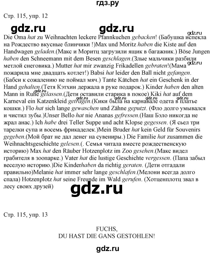 ГДЗ по немецкому языку 6 класс Радченко   страница - 115, Решебник