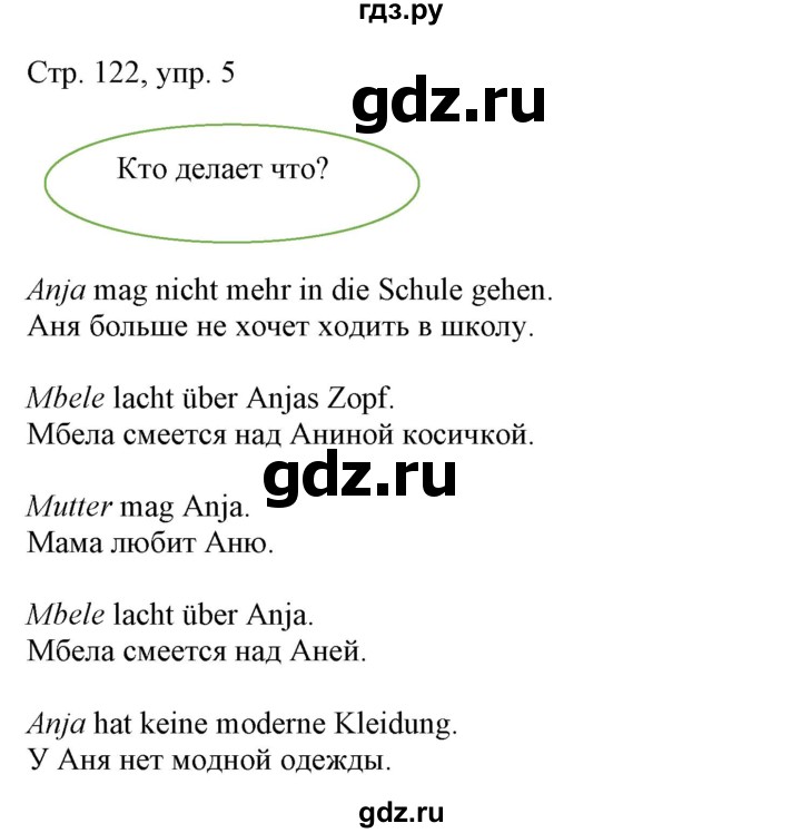 ГДЗ по немецкому языку 6 класс Радченко Alles Klar! 2-й год обучения  страница - 122, Решебник