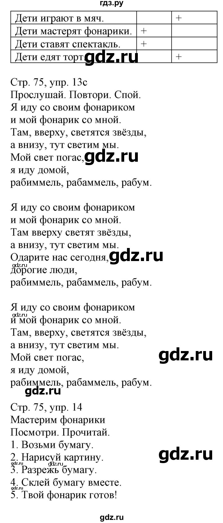 ГДЗ часть 1. страница 75 немецкий язык 3 класс Wunderkinder Plus Захарова,  Цойнер