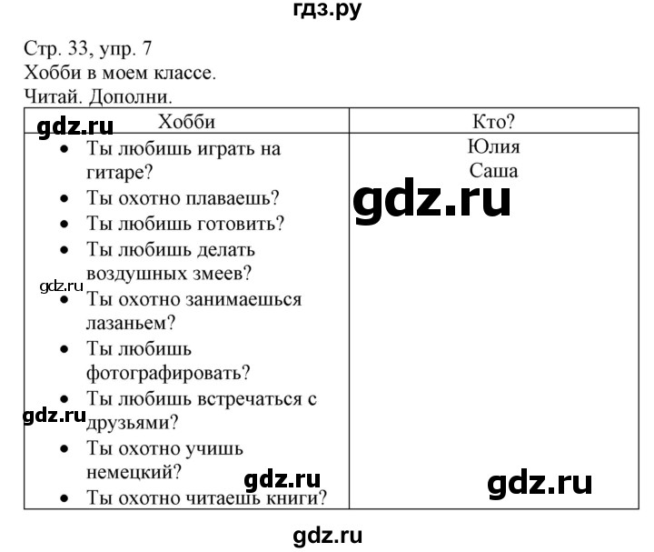 ГДЗ по немецкому языку 3 класс Захарова Wunderkinder Plus Углубленный уровень часть 2. страница - 33, Решебник