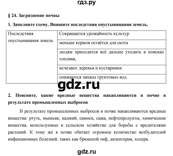 ГДЗ по обж 5 класс Латчук рабочая тетрадь  параграф - 24, Решебник