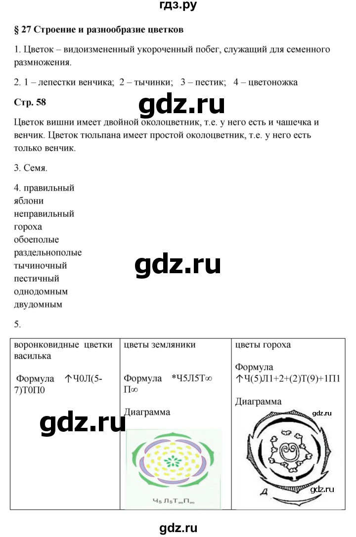 ГДЗ по биологии 7 класс Пасечник рабочая тетрадь  параграф - 27, Решебник