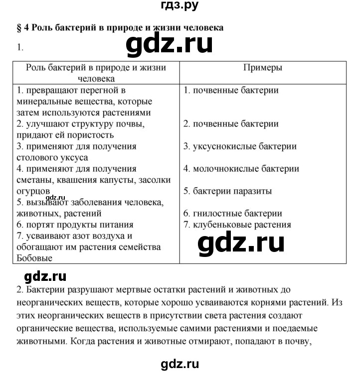 ГДЗ по биологии 7 класс Пасечник рабочая тетрадь  параграф - 4, Решебник