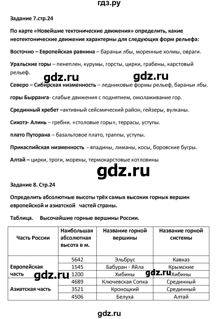 ГДЗ по географии 8 класс Ольховая тетрадь-тренажёр  страница - 24, Решебник
