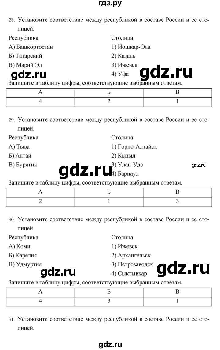 ГДЗ по географии 8 класс Баринова рабочая тетрадь  страница - 16–23, Решебник