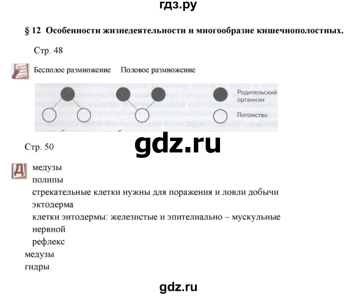 ГДЗ по биологии 7 класс Шаталова   параграф - 12, Решебник