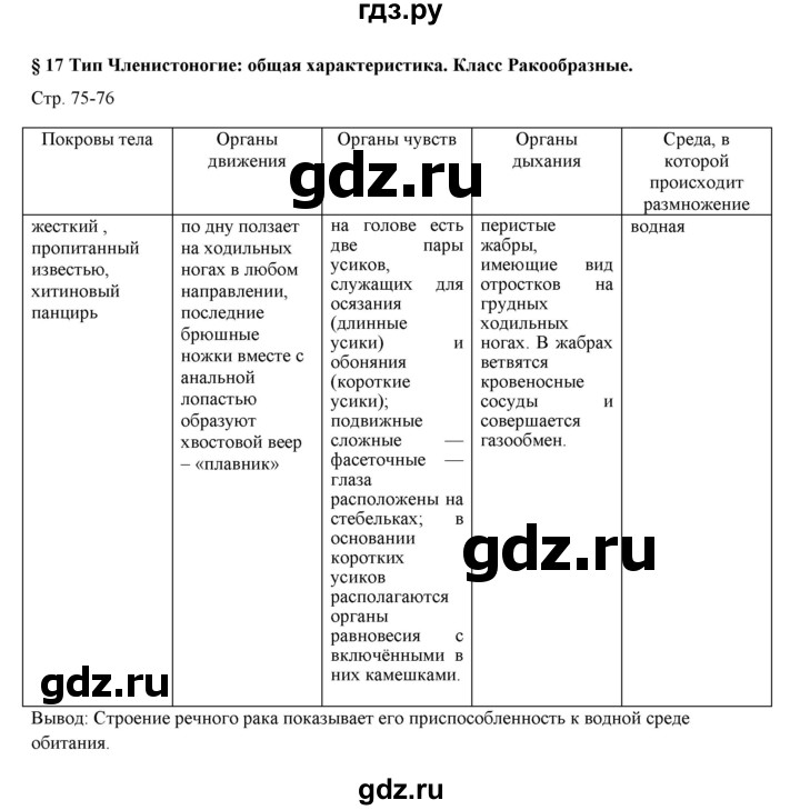 ГДЗ по биологии 7 класс Шаталова   параграф - 17, Решебник