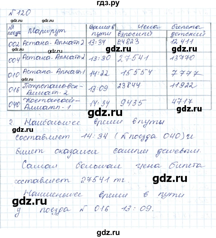 ГДЗ по математике 5 класс Абылкасымова   упражнение - 120, Решебник