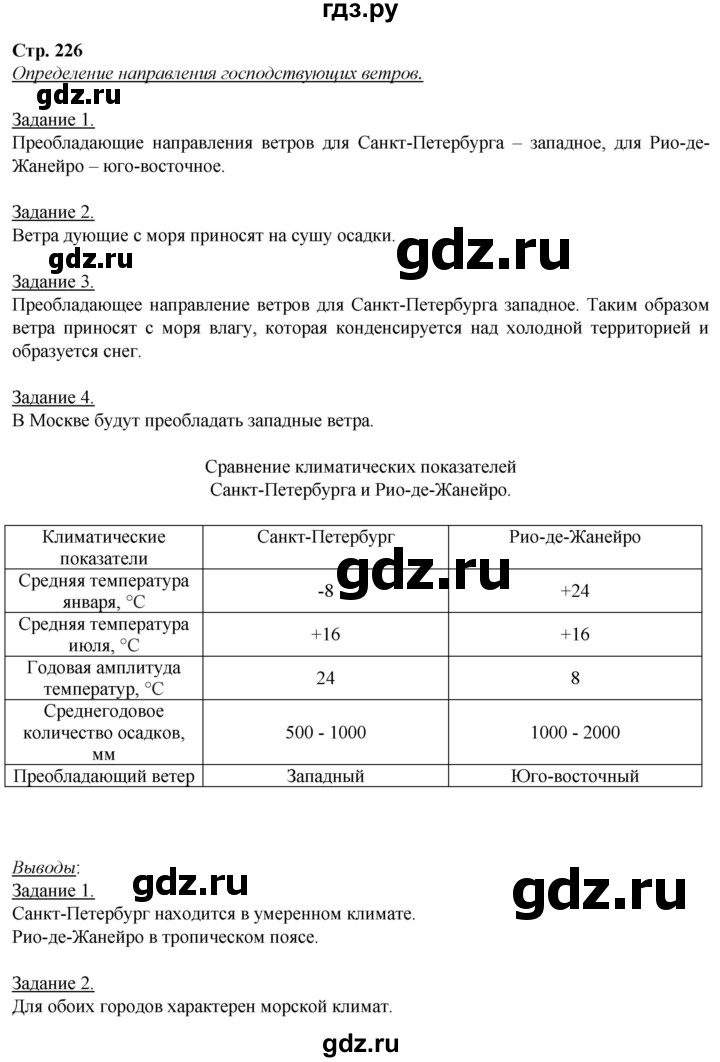 ГДЗ по географии 5‐6 класс Климанова   страница - 226, Решебник 2017