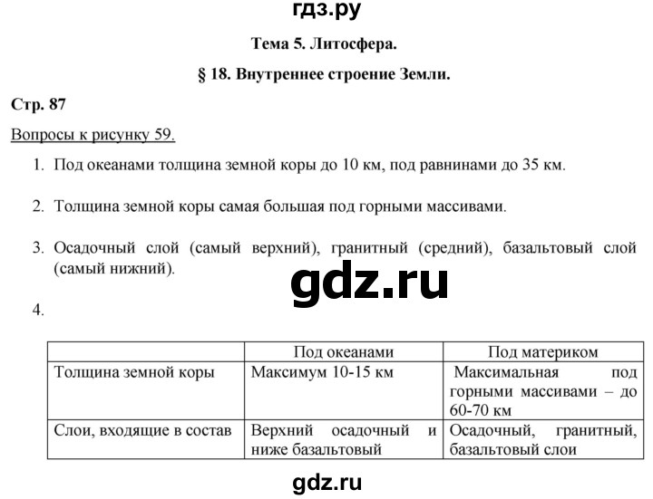 ГДЗ по географии 5‐6 класс Климанова   страница - 87, Решебник 2017