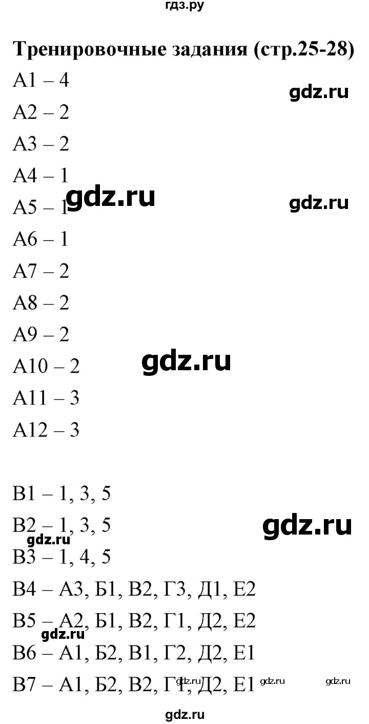 ГДЗ по биологии 9 класс  Сонин рабочая тетрадь Человек (Сапин)  тренировочные задания (страницы) - 25-28, Решебник