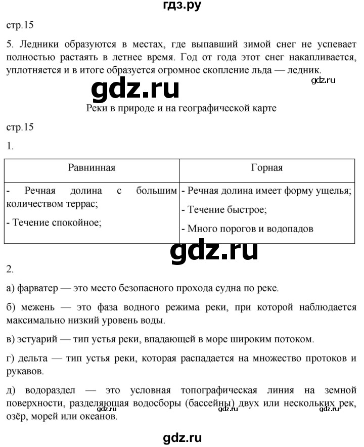 ГДЗ по географии 6 класс Румянцев рабочая тетрадь (Климанова)  страница - 15, Решебник 2023