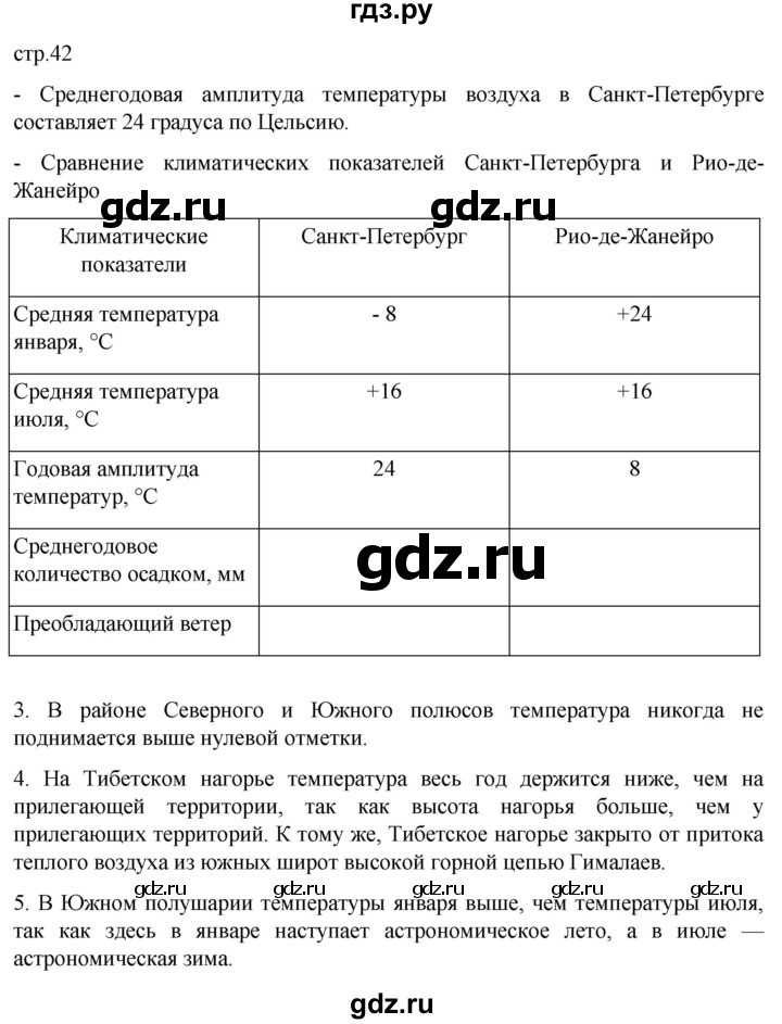 ГДЗ по географии 6 класс Румянцев рабочая тетрадь (Климанова)  страница - 42, Решебник 2023