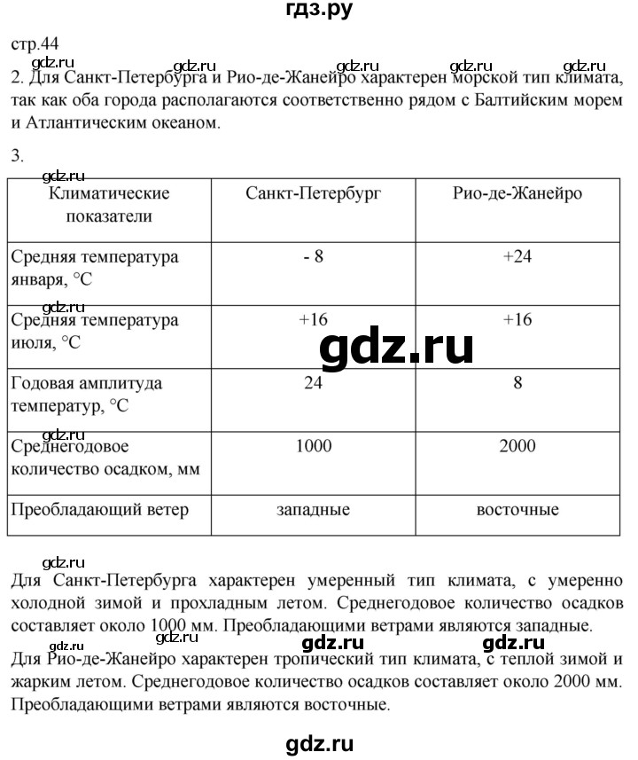 ГДЗ по географии 6 класс Румянцев рабочая тетрадь (Климанова)  страница - 44, Решебник 2023