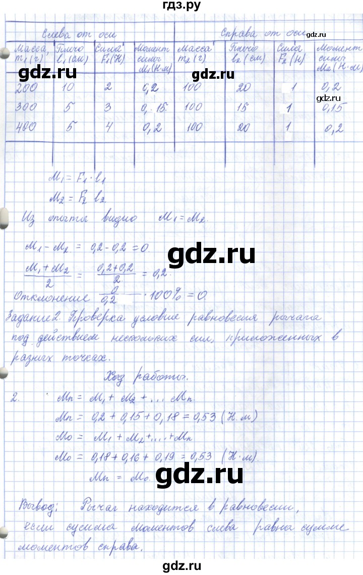 ГДЗ по физике 7 класс Башарулы   лабораторная работа - 9, Решебник
