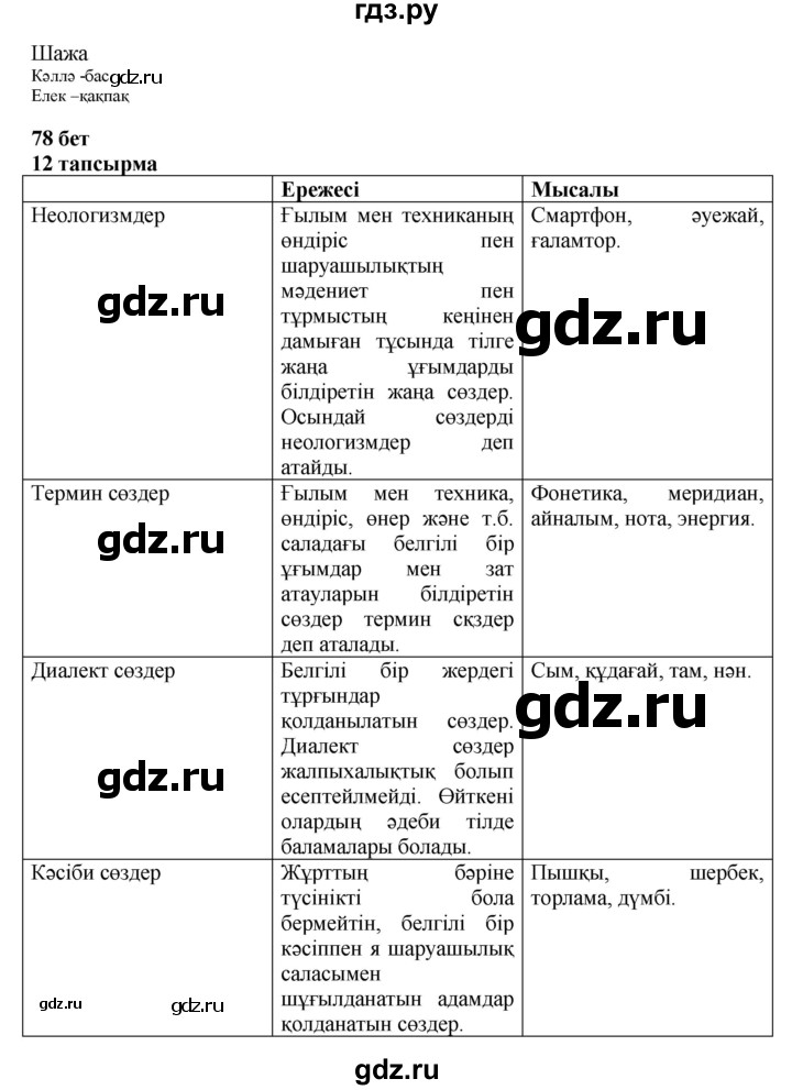ГДЗ по казахскому языку 6 класс Аринова   страница - 78, Решебник