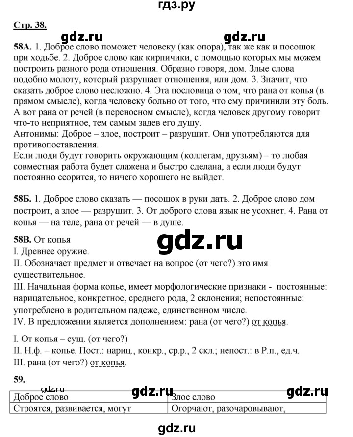 ГДЗ по русскому языку 5 класс Сабитова   часть 1. страница - 38, Решебник