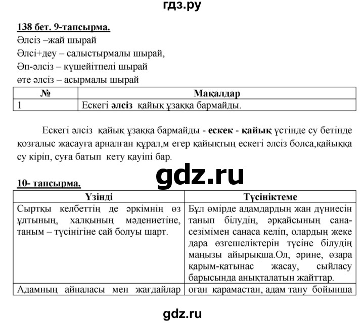 ГДЗ по казахскому языку 5 класс Даулетбекова   страница - 138, Решебник