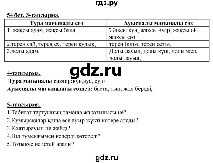 ГДЗ по казахскому языку 5 класс Даулетбекова   страница - 54, Решебник