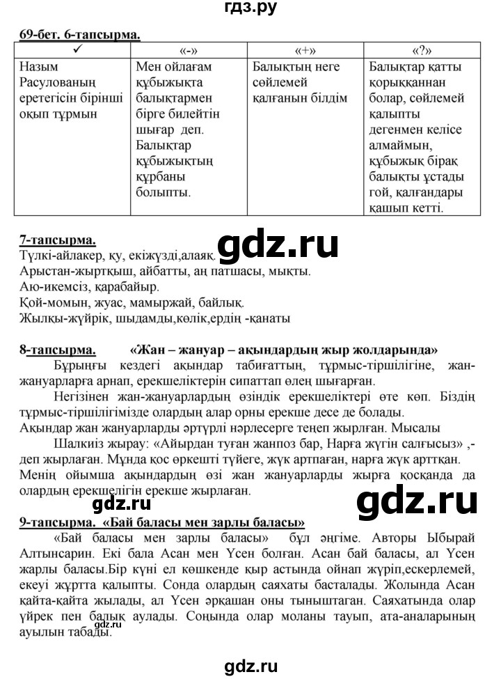 ГДЗ по казахскому языку 5 класс Даулетбекова   страница - 69, Решебник