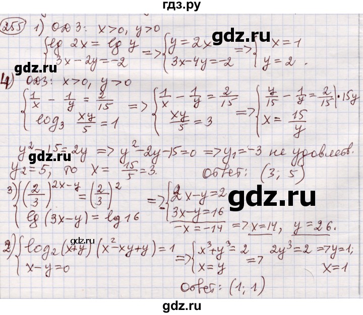 ГДЗ по алгебре 11 класс Абылкасымова   упражнение - 255, Решебник