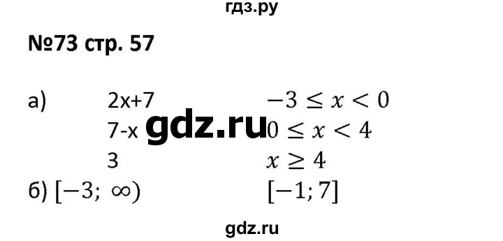 ГДЗ по алгебре 7 класс Лебединцева рабочая тетрадь  задание - 73, Решебник