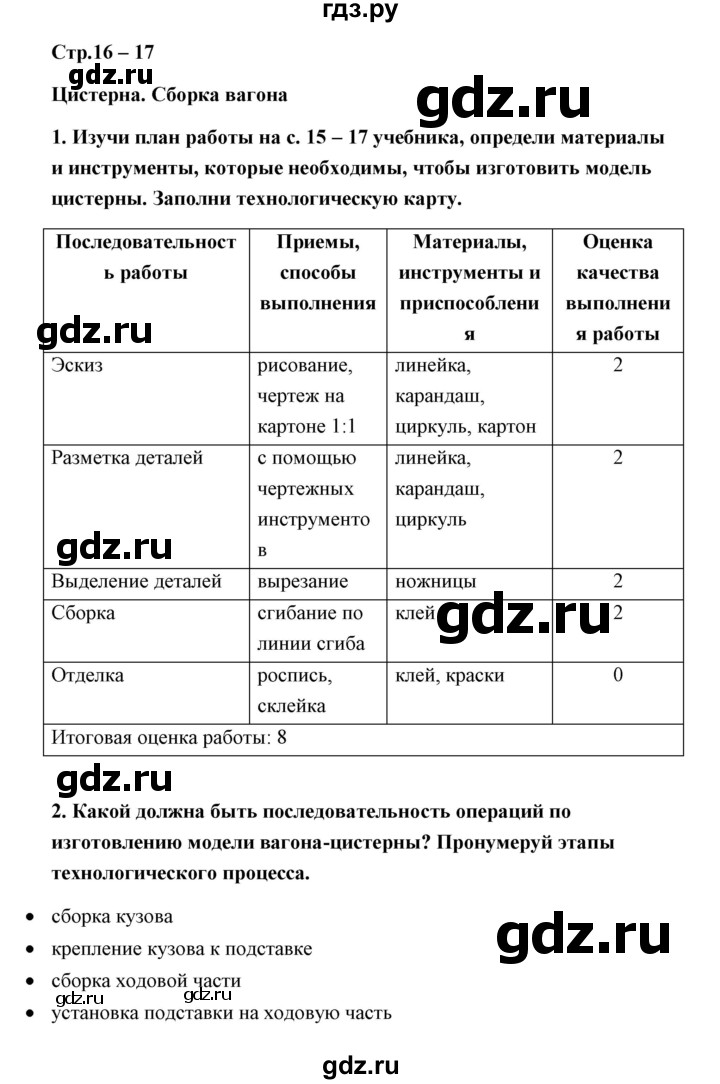 ГДЗ по технологии 4 класс Роговцева рабочая тетрадь  страница - 16, Решебник (2019)