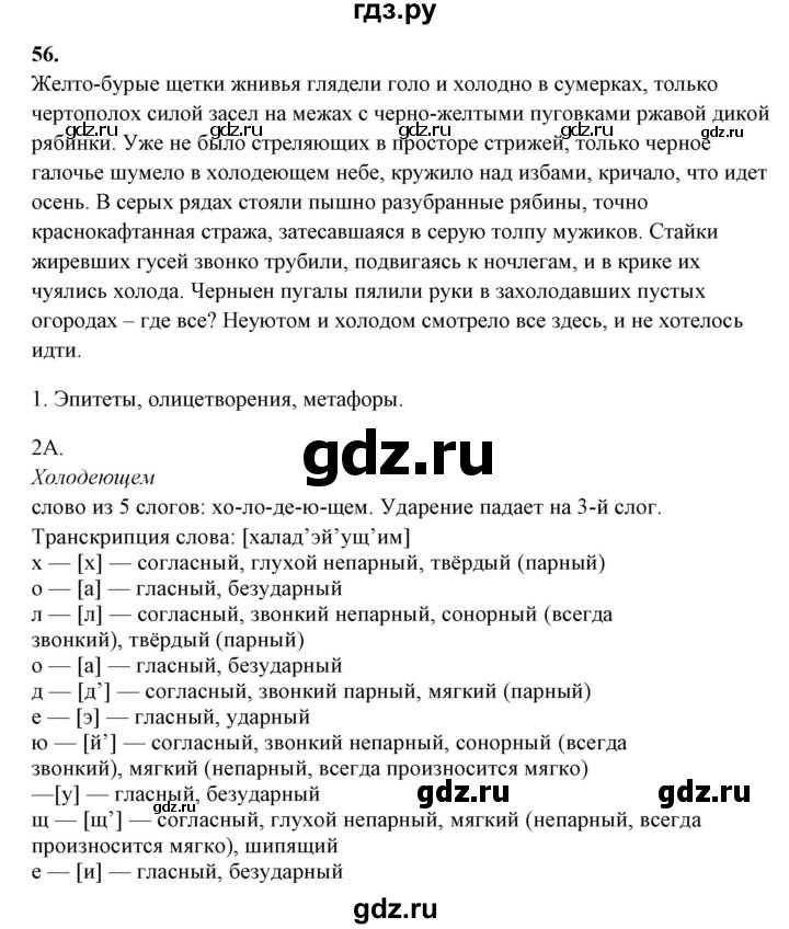 ГДЗ по русскому языку 10‐11 класс Рыбченкова  Базовый уровень упражнение - 56, Решебник