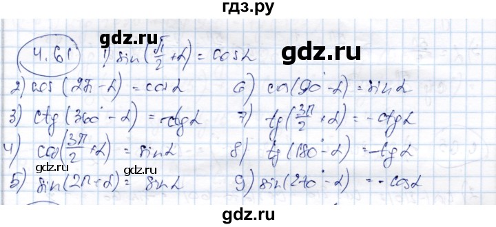 ГДЗ по алгебре 9 класс Шыныбеков   раздел 4 - 4.61, Решебник