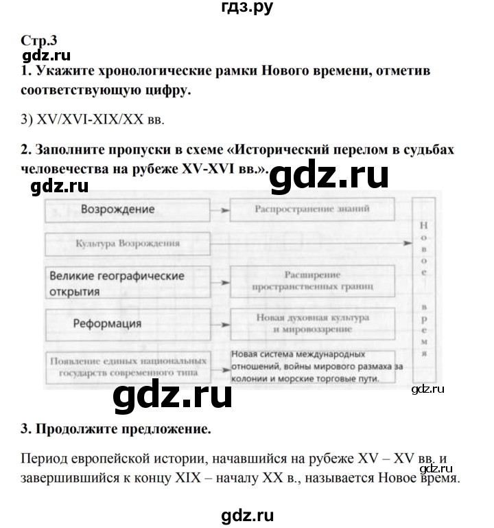 ГДЗ по истории 7 класс Баранов рабочая тетрадь Всеобщая история  страница - 3, Решебник