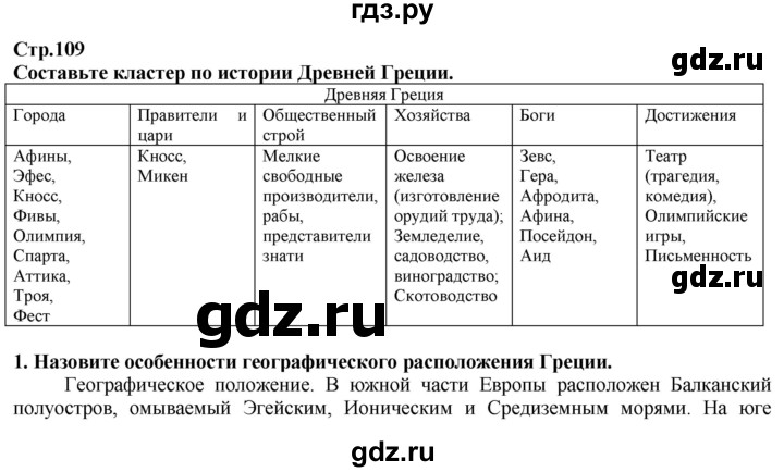 ГДЗ по истории 5 класс Тулебаев   страница (бет) - 109, Решебник