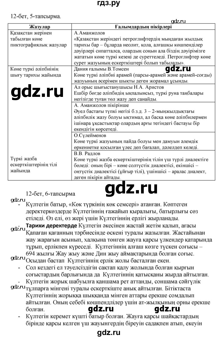 ГДЗ по казахскому языку 8 класс Аринова   страница (бет) - 12, Решебник