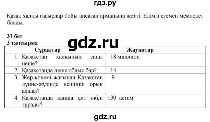 ГДЗ по казахскому языку 4 класс Жұмабаева   1-бөлiм. бет - 31, Решебник
