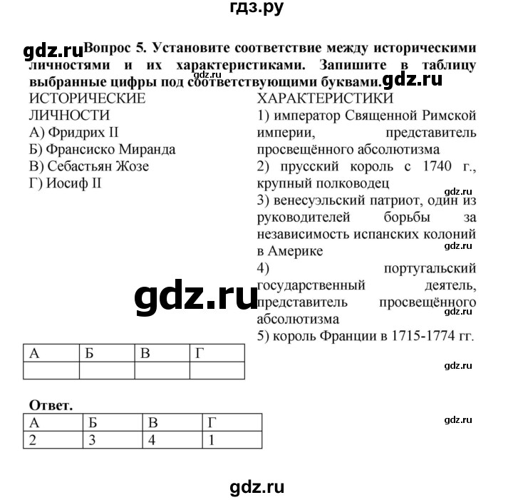 ГДЗ по истории 8 класс Стецюра рабочая тетрадь История нового времени (Загладин)  раздел 2 - 5, Решебник 2024