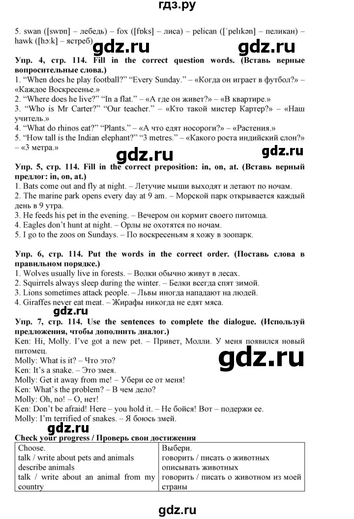 ГДЗ по английскому языку 5 класс Маневич Options  страница - 114, Решебник к учебнику 2019