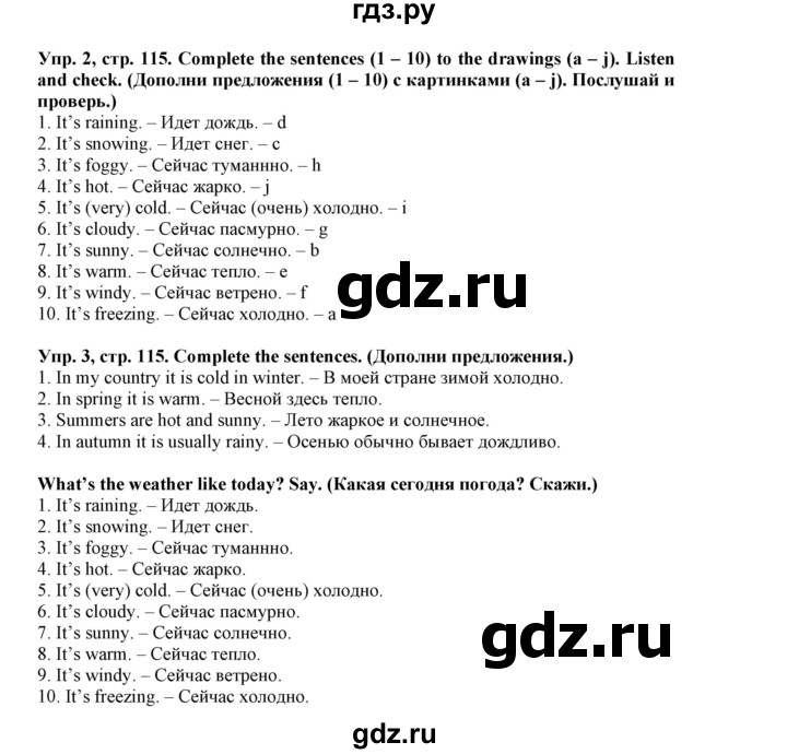 ГДЗ по английскому языку 5 класс Маневич Options  страница - 115, Решебник к учебнику 2019