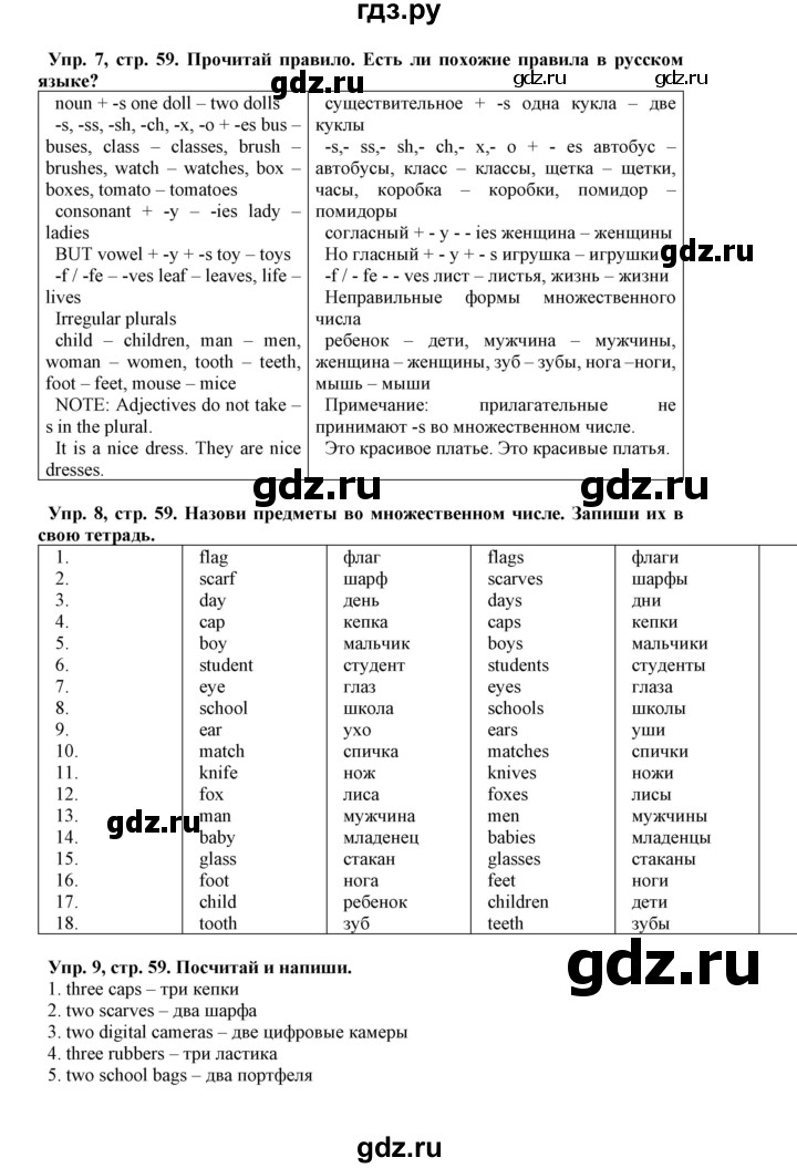 ГДЗ по английскому языку 5 класс Маневич Options  страница - 59, Решебник к учебнику 2019