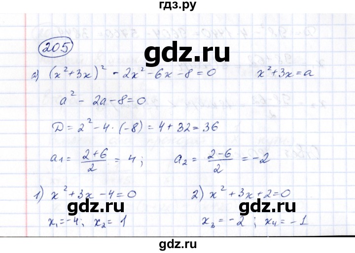 ГДЗ по алгебре 8 класс  Потапов рабочая тетрадь  часть 1 (параграф) / дополнения 5 (упражнение) - 205, Решебник