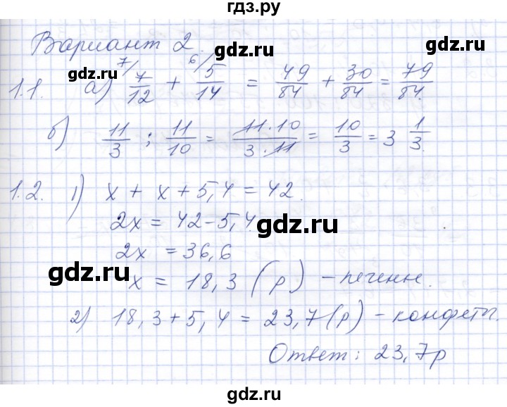 ГДЗ по математике 6 класс Потапов дидактические материалы к учебнику Никольского  задания для самопроверки - Вариант 2, Решебник