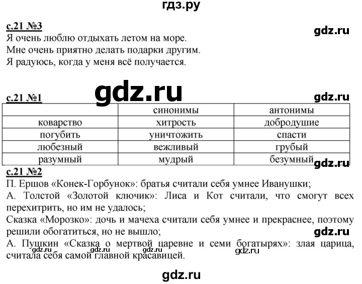 ГДЗ по литературе 3 класс Кац рабочая тетрадь  часть 2. страница - 21, Решебник