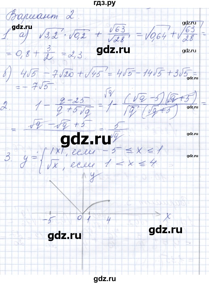 ГДЗ по алгебре 8 класс Шуркова контрольные работы  КР-4. вариант - 2, Решебник
